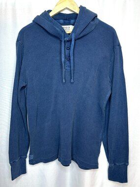 Ralph Lauren Denim & Supply Blue 1/4 button Thermal Hoodie, Medium Western Boho